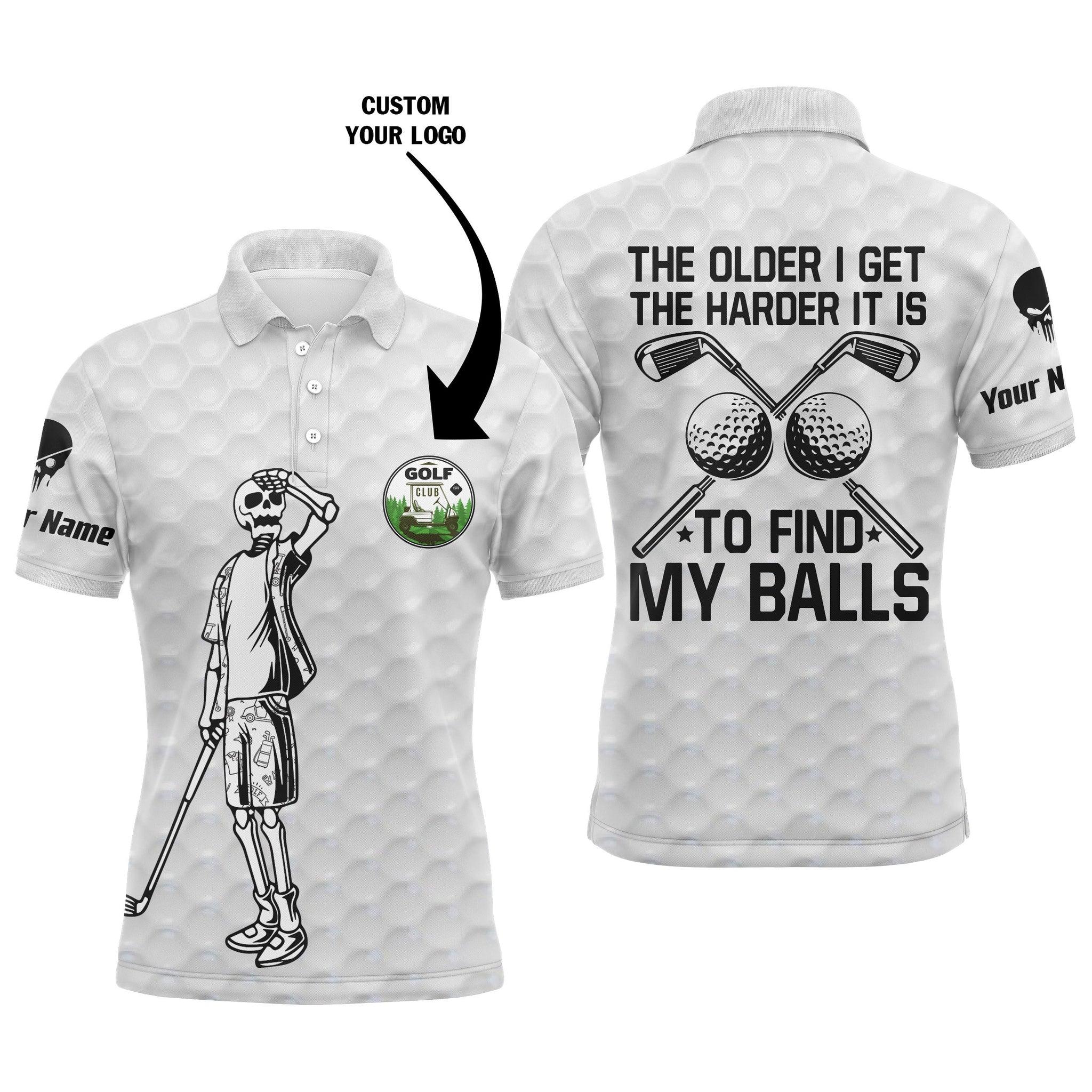 Custom Golf Long Sleeve Men Polo Shirt - The Older I Get The Harder To Find Balls Men Golf Polo Shirt- Perfect Polo Shirt For Men, Golfers - Image 2
