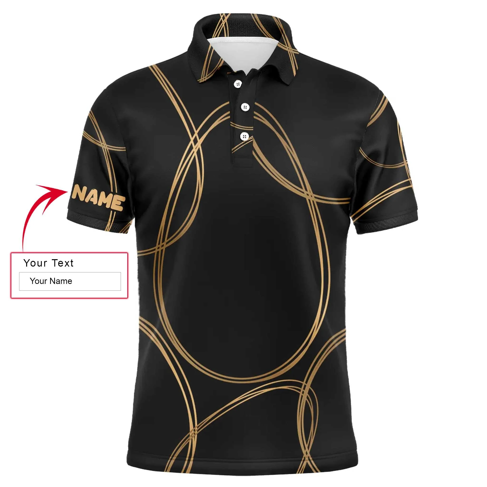 Custom Easter Men Polo Shirt - Black Gold Egg Pattern Golf Men Polo Shirt - Perfect Polo Shirt For Men, Golfers