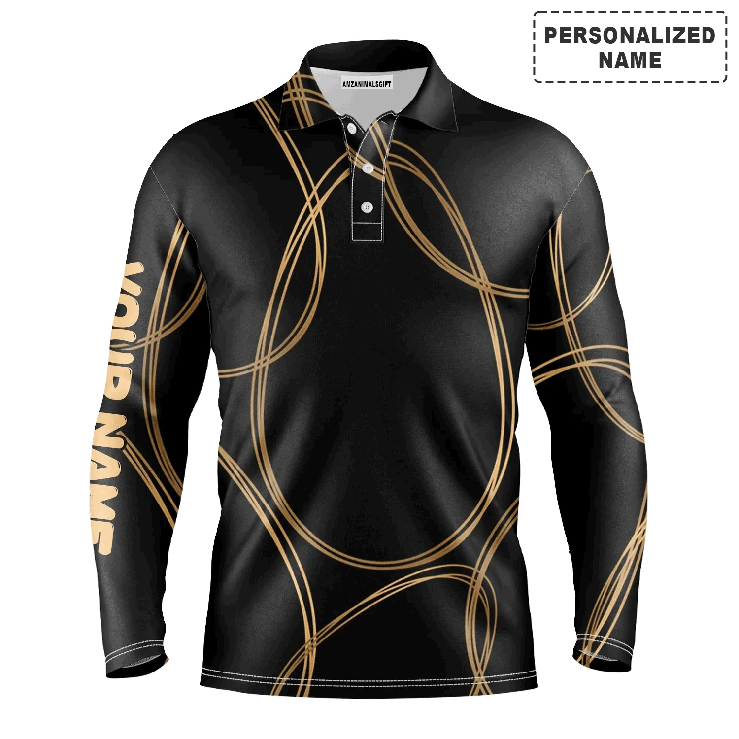 Custom Easter Men Polo Shirt - Black Gold Egg Pattern Golf Men Polo Shirt - Perfect Polo Shirt For Men, Golfers - Image 3