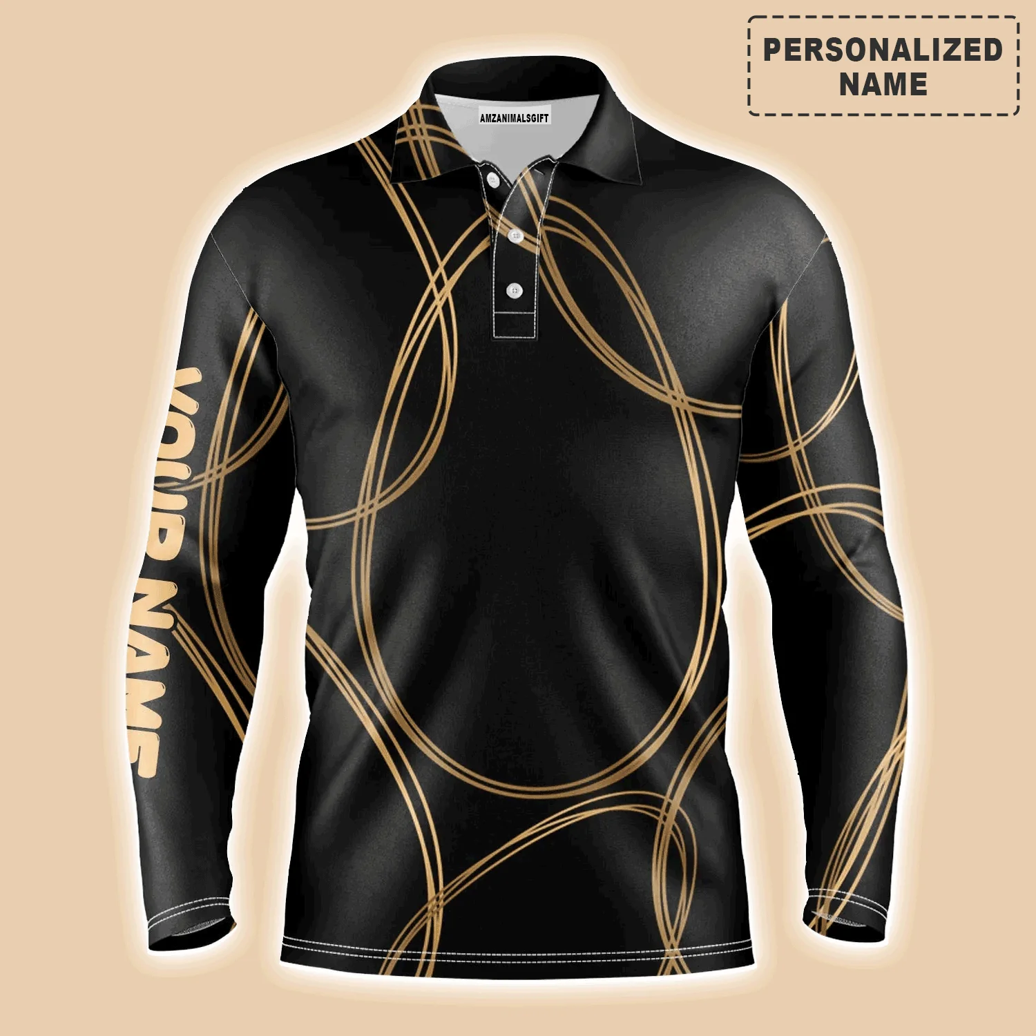 Custom Easter Men Polo Shirt - Black Gold Egg Pattern Golf Men Polo Shirt - Perfect Polo Shirt For Men, Golfers - Image 4