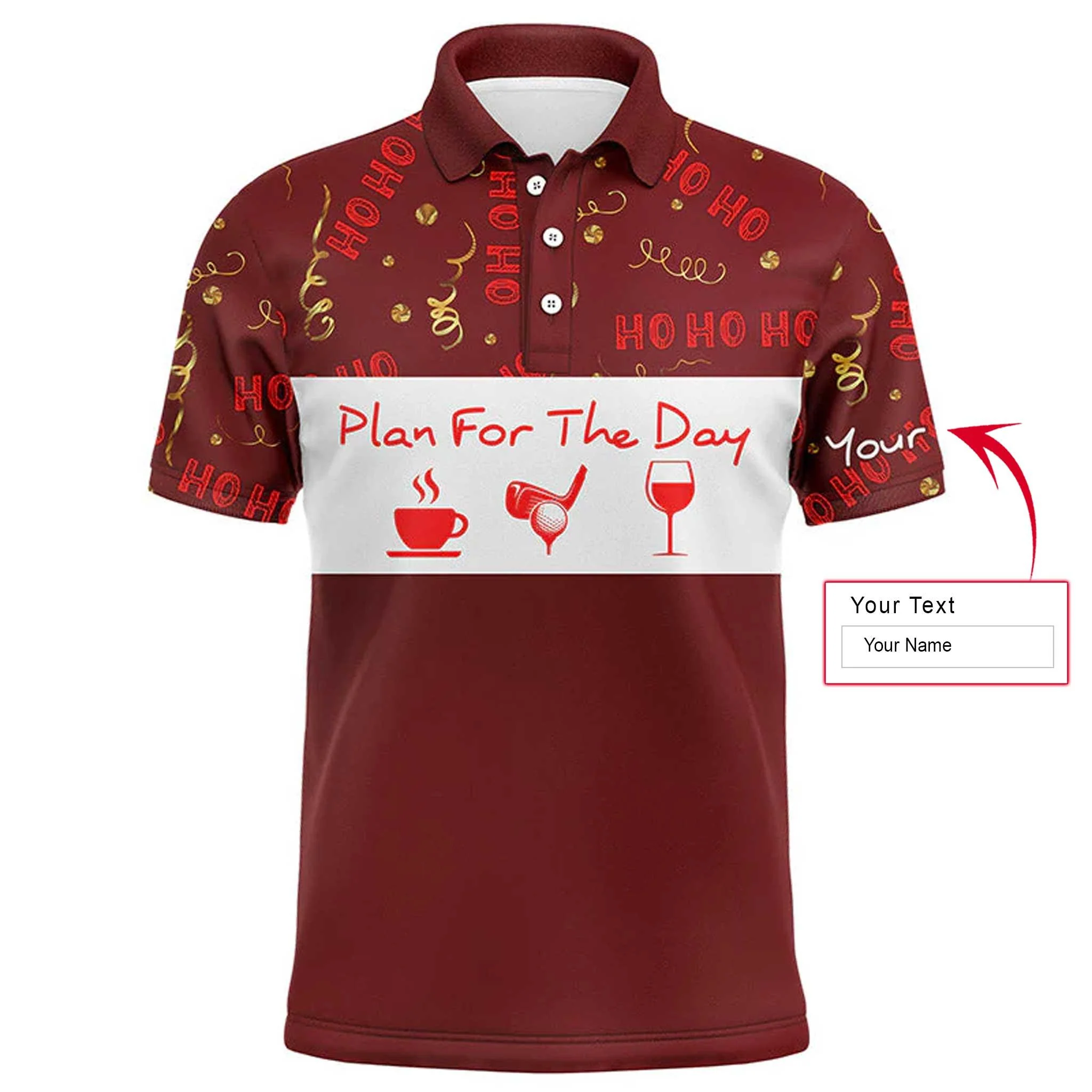 Custom Golf Men Polo Shirt - Christmas Custom Name Apparel, Plan For The Day Coffee Golf Wine Men Golf Polo Shirt- Perfect Polo Shirt For Men, Golfers