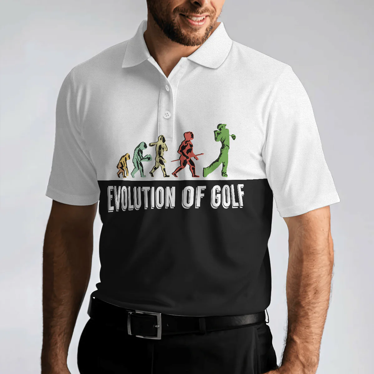 Custom Golf Men Polo Shirt - Golf Evolution Vintage Men Polo Shirt, Elegant Back And White Polo Shirt - Perfect Polo Shirt For Men, Golfers - Image 6