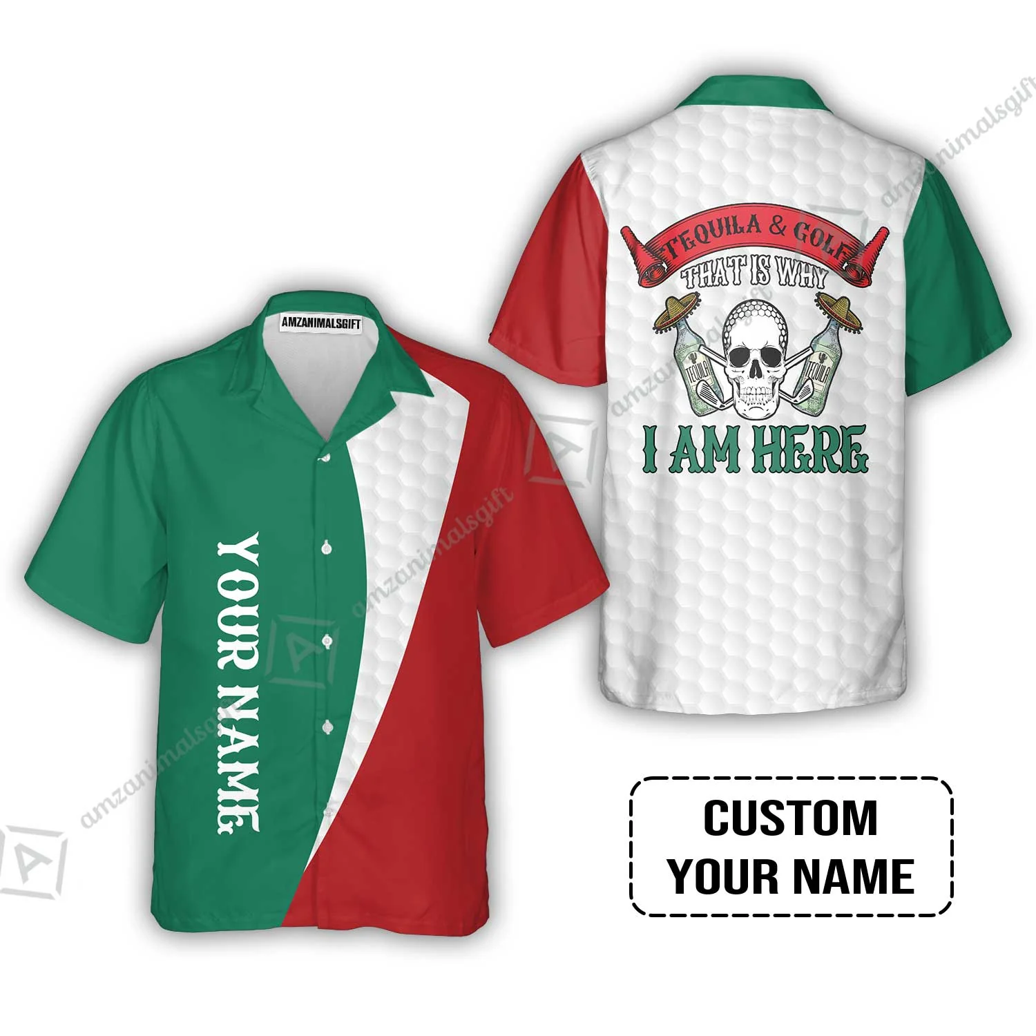 Custom Golf Men Polo Shirt - Golf Men Custom Name Polo Shirt, Tequila & Golf, Skull Golf Custom Polo Shirt - Perfect Polo Shirt For Men, Golfers - Image 3