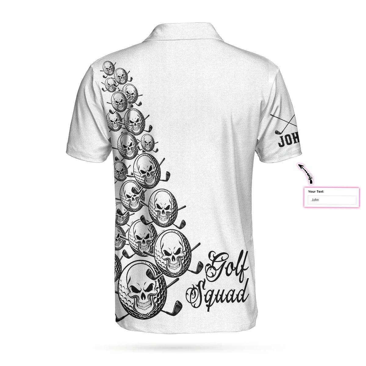Custom Golf Men Polo Shirt - Skull Golfer Custom Name Polo Shirt, White Golf Squad Shirt, Personalized Golf Shirt For Men - Perfect Gift For Men - Image 2