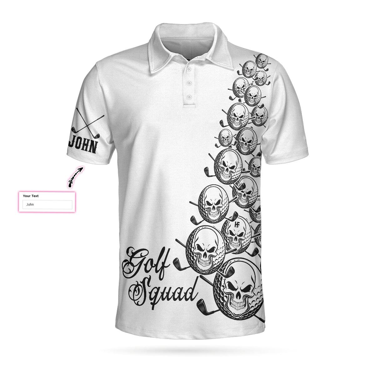 Custom Golf Men Polo Shirt - Skull Golfer Custom Name Polo Shirt, White Golf Squad Shirt, Personalized Golf Shirt For Men - Perfect Gift For Men - Image 3