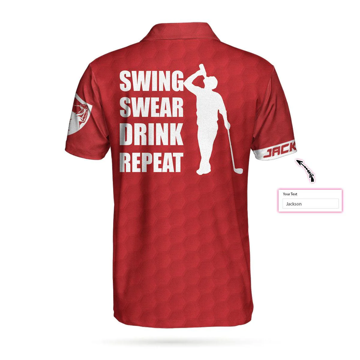 Custom Golf Men Polo Shirt - Swing Swear Drink Repeat Sunday Red Men Golf Polo Shirt - Perfect Polo Shirt For Men, Golfers - Image 3