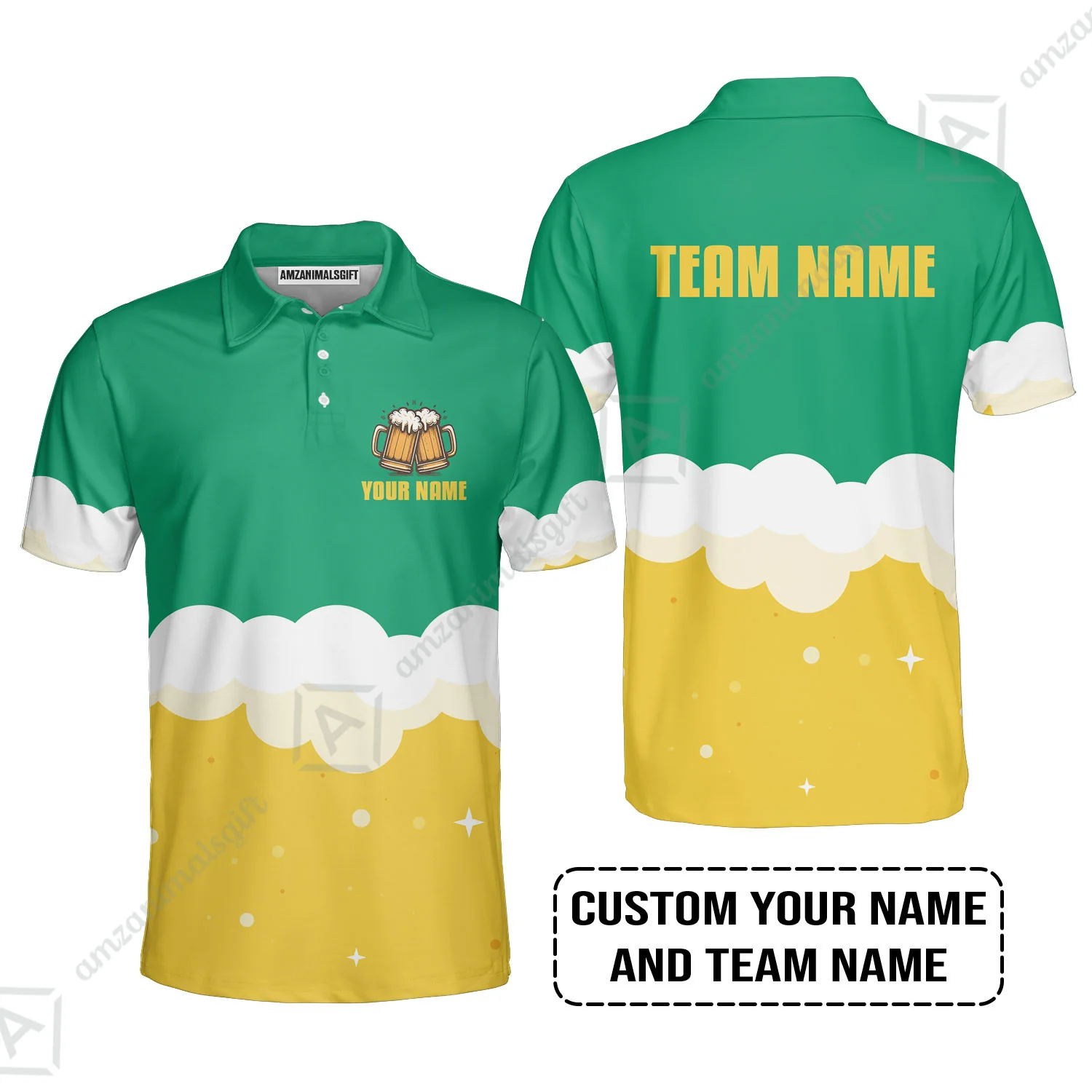 Custom Green White Yellow Beer Pattern Design Oktoberfest Beer Festival Performance Baseball Jersey - Image 5