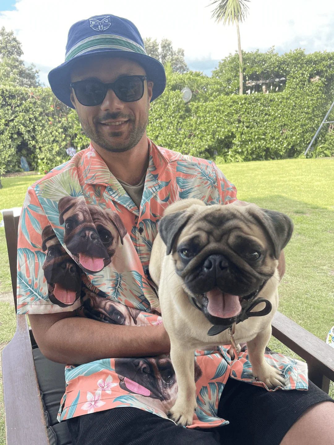 Custom Hawaiian Shirt With Dog Face - Leaves & Flowers Pattern Carrot Color Aloha Shirt - Personalized Hawaiian Shirt For Men & Women, Dog Lovers - Image 6