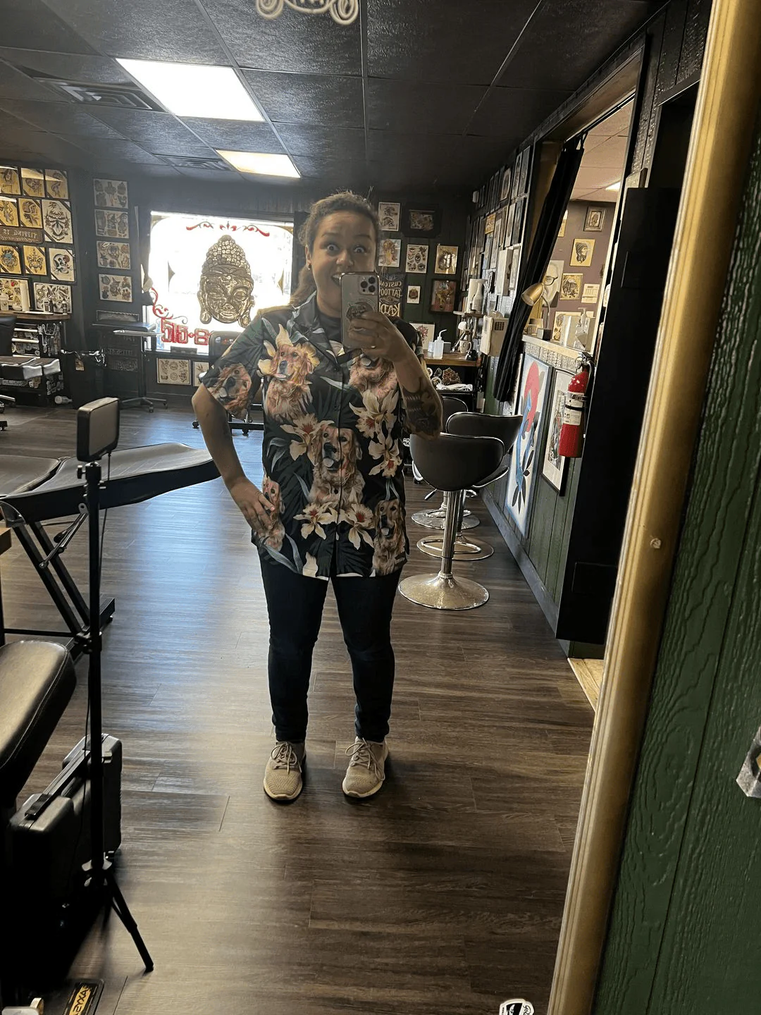 Custom Hawaiian Shirt With Pet Face - Leaves & Flowers Pattern Dark Green Color Aloha Shirt - Personalized Hawaiian Shirt For Men & Women, Pet Lovers - Image 10