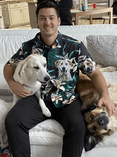 Custom Hawaiian Shirt With Pet Face - Leaves & Flowers Pattern Dark Green Color Aloha Shirt - Personalized Hawaiian Shirt For Men & Women, Pet Lovers - Image 7