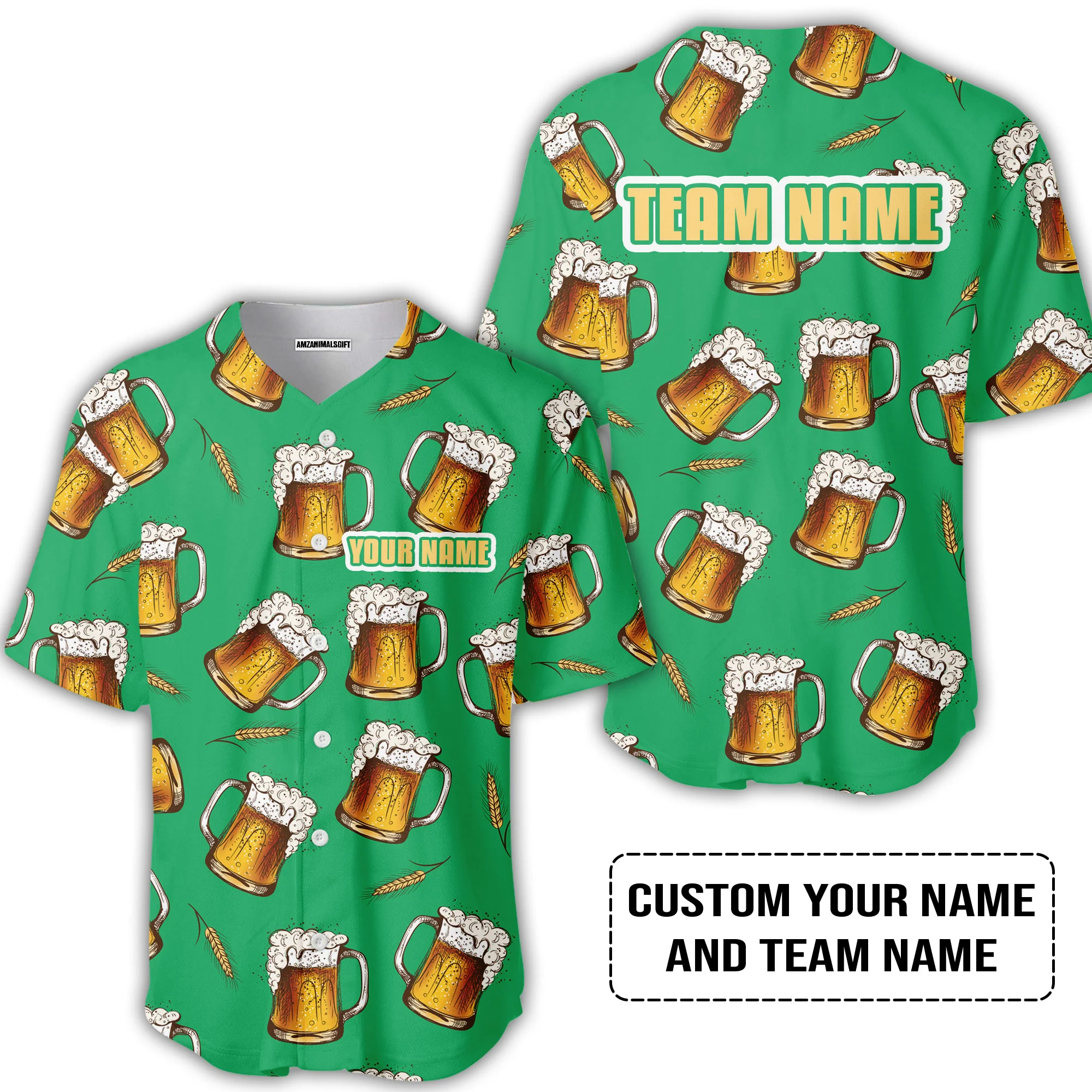 Custom Irish Green Beer Pattern Design Oktoberfest Beer Festival Performance T-Shirt - Image 5