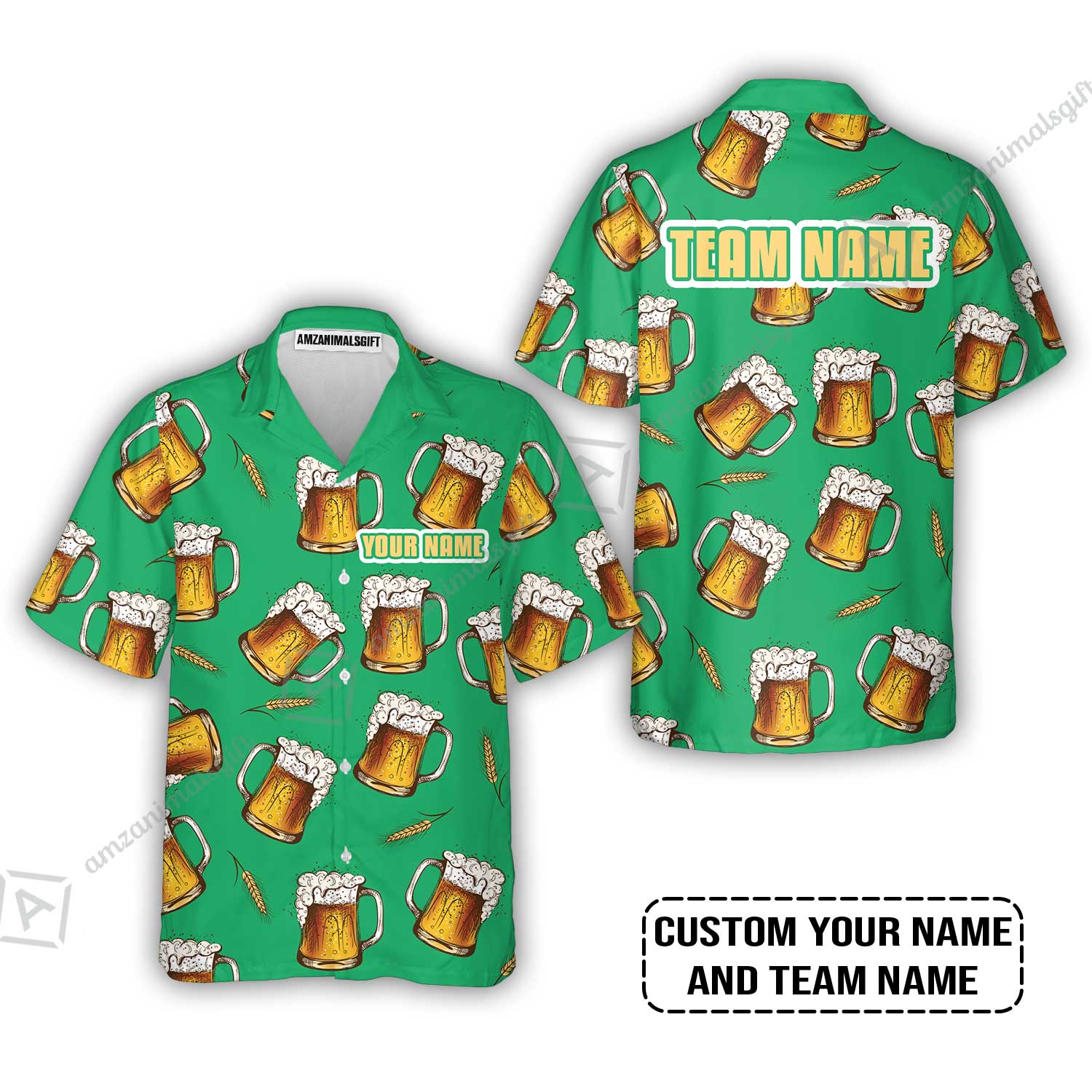 Custom Irish Green Beer Pattern Design Oktoberfest Beer Festival Performance T-Shirt - Image 3