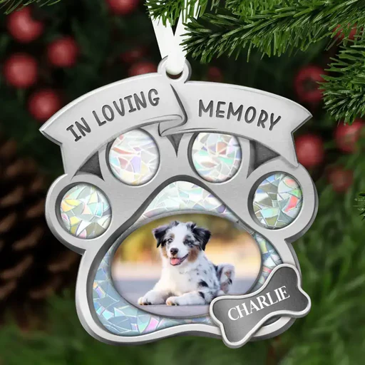 Custom Memorial Dog Photo Aluminum Ornament, Customized Cat, Pet Photo Aluminum Ornament - Memorial Gift For Dog Lovers, Cat Lovers, Pet Lovers