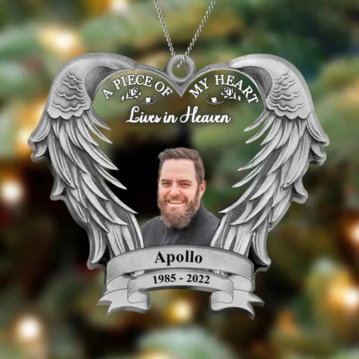 Custom Memorial Photo Angel Wings Acrylic Ornament, Customized Dad Photo Acrylic Ornament - Memorial Gift For Dad, Mom, Family, Friends