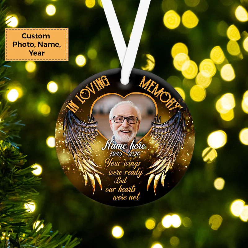 Custom Memories Photo With Members Family Ceramic Ornament, Custom Photo Ornament With Dad, Mom - Christmas Ornament Gift For Members Family - Image 2