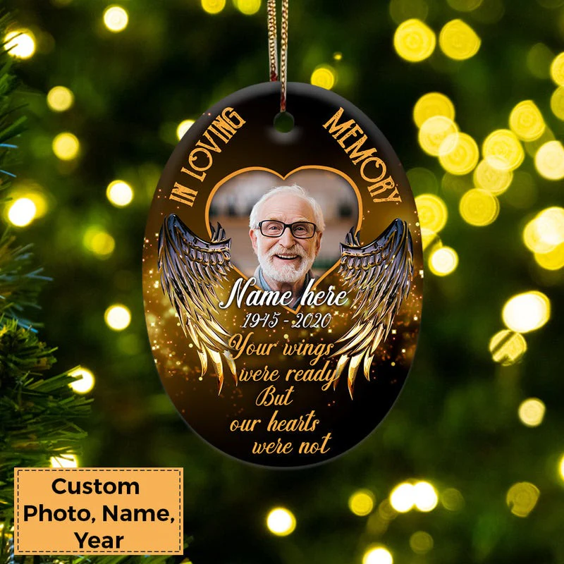 Custom Memories Photo With Members Family Ceramic Ornament, Custom Photo Ornament With Dad, Mom - Christmas Ornament Gift For Members Family - Image 3