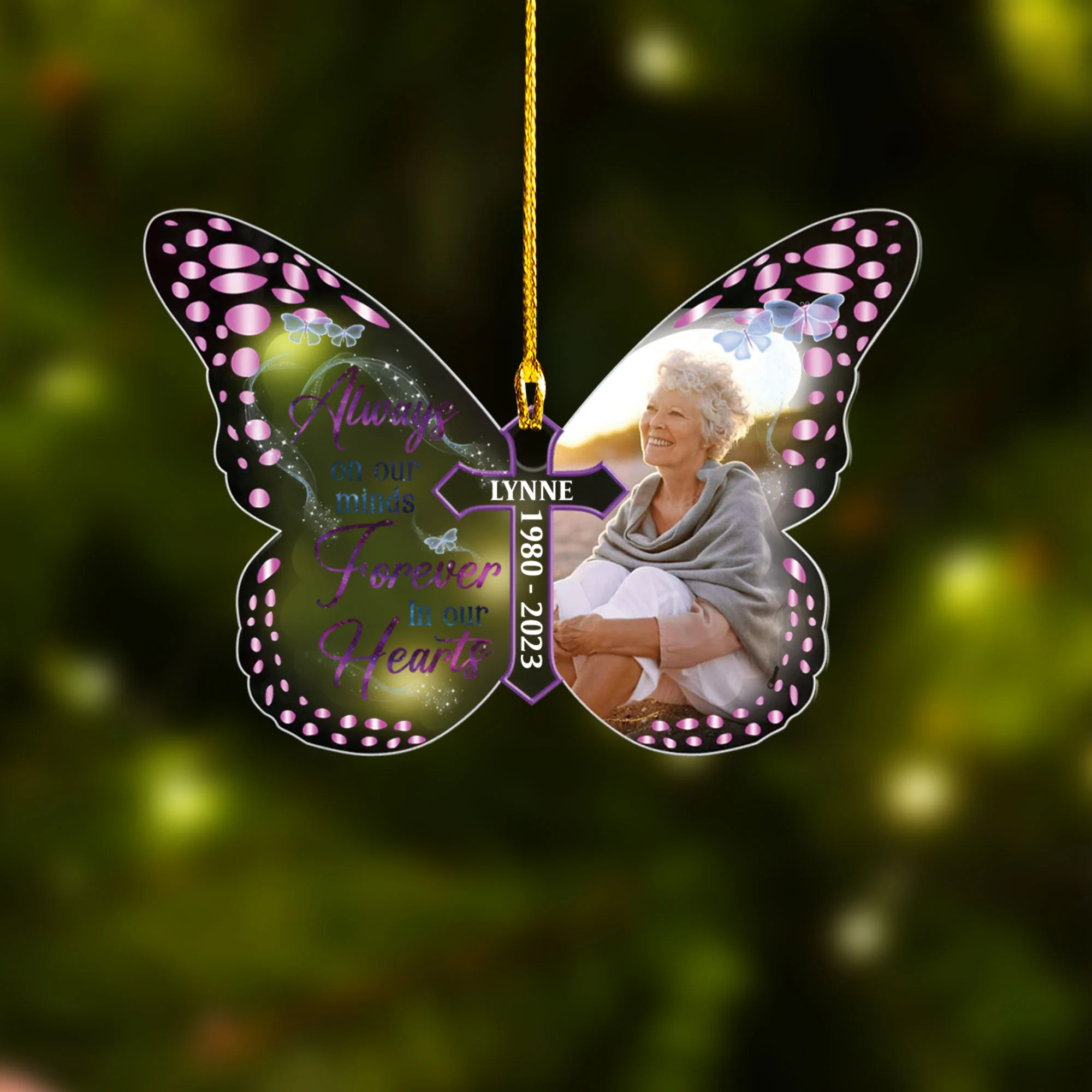 Custom Mom Photo Butterfly Acrylic Ornament, Customized Memorial Dad Photo Acrylic Ornament - Memorial Gift For Mom, Dad, Family, Friends - Image 2