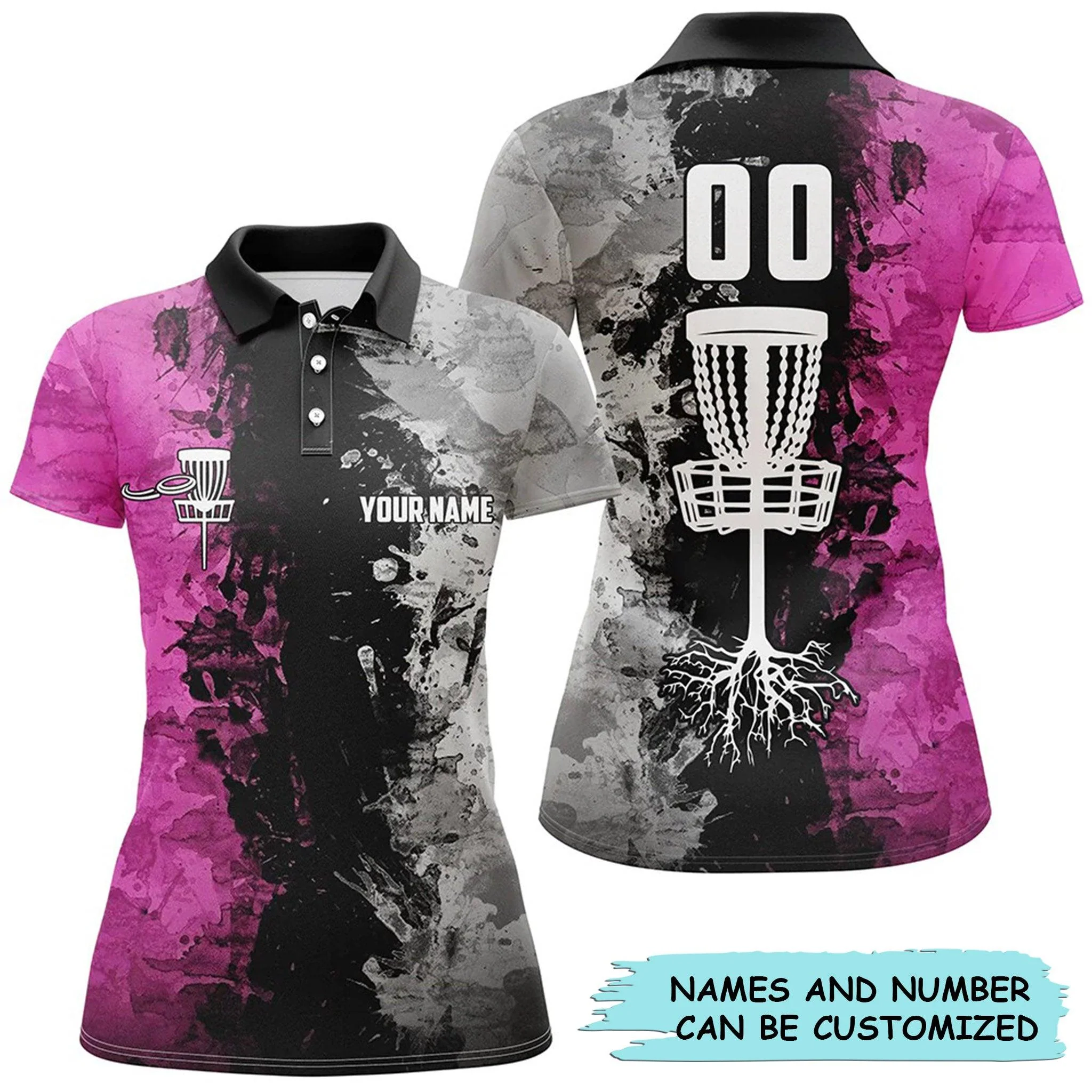 Custom Name And Number Disc Golf Women Polo Shirt, Personalized Disc Golf Basket Women Polo Shirts - Perfect Polo Shirt For Disc Golf Lovers