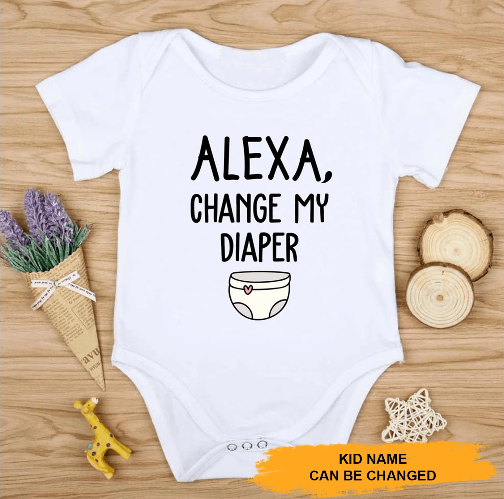 Custom Name Baby Onesies, Change My Diaper Onesie, Personalized Newborn Onesies - Perfect Gift For Baby, Baby Gift Onesie, New Mom