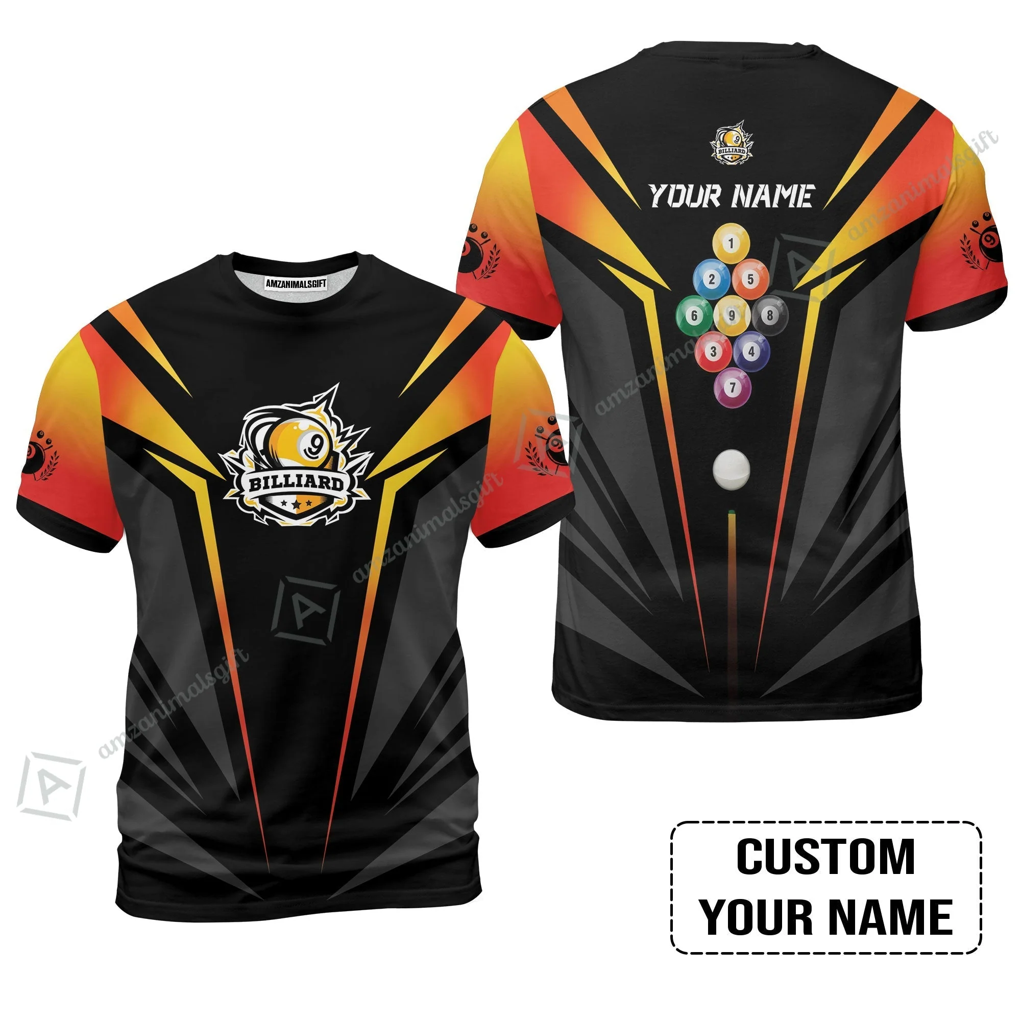Custom Name Billiard Women Polo Shirt, Nine-Ball In Orange Personalized 8 Ball Pool Billiards Women Polo Shirt - Image 7