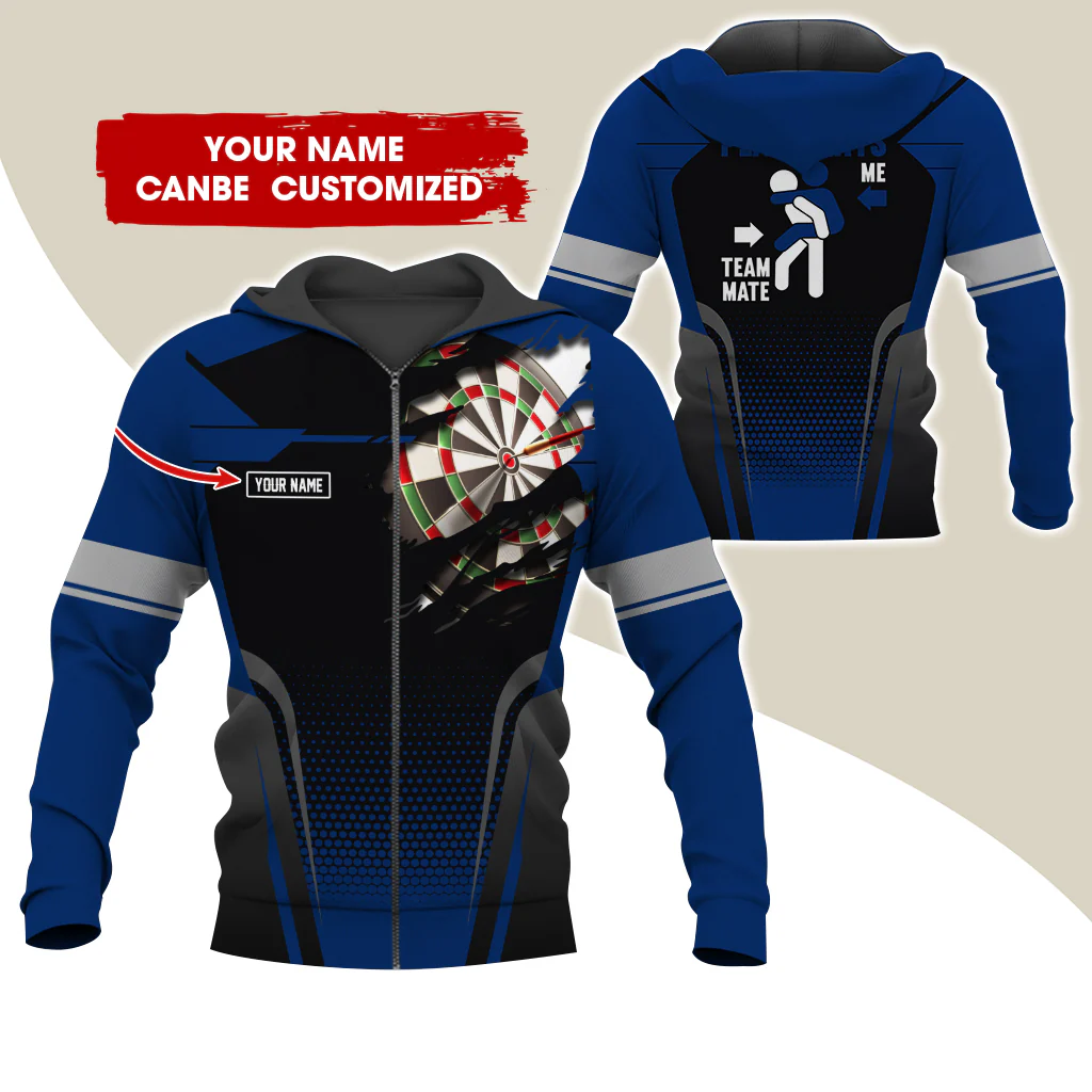Custom Name Darts Premium Zip Hoodie, Personalized Name How Do I Play Darts Zip Hoodie For Men & Women - Gift For Darts Lovers, Darts Players - Image 4