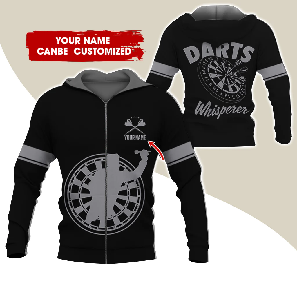 Custom Name Darts Whisperer Premium Zip Hoodie, Personalized Darts Zip Hoodie For Men & Women - Gift For Darts Lovers, Darts Players - Image 4