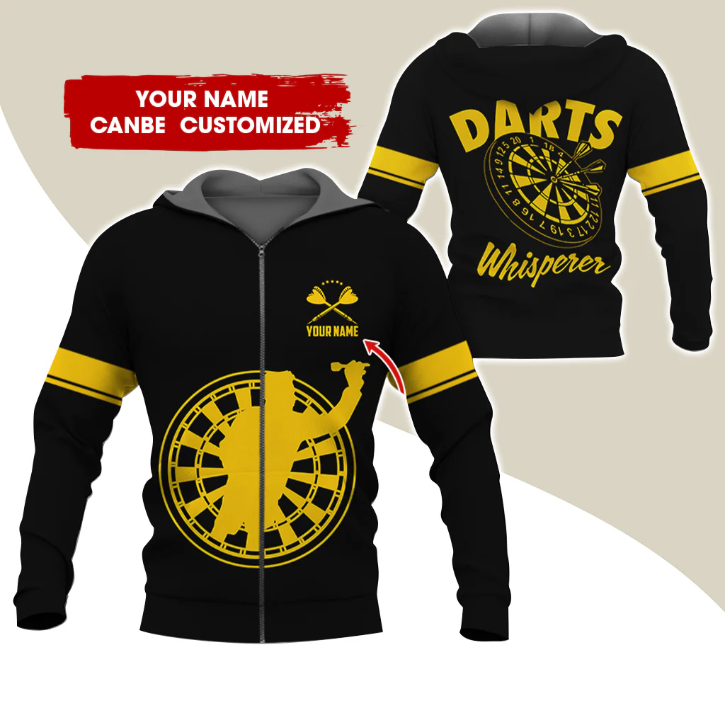 Custom Name Darts Whisperer Premium Zip Hoodie, Personalized Darts Zip Hoodie For Men & Women - Gift For Darts Lovers, Darts Players - Image 5