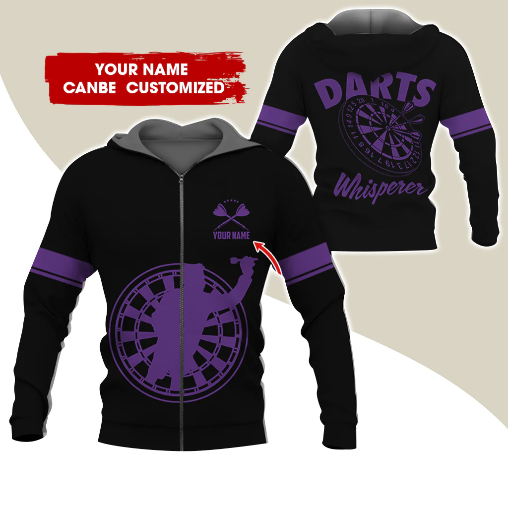 Custom Name Darts Whisperer Premium Zip Hoodie, Personalized Darts Zip Hoodie For Men & Women - Gift For Darts Lovers, Darts Players - Image 7