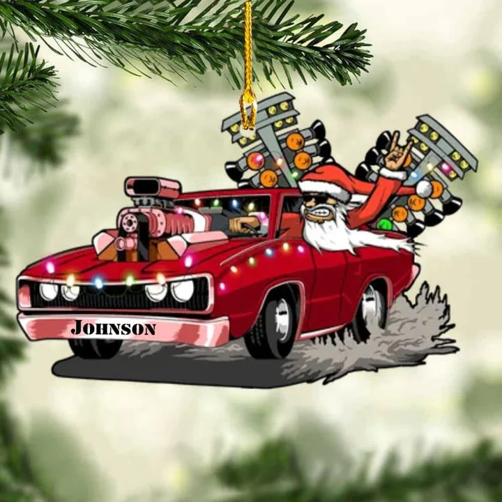 Custom Name Drag Racing Hot Rod With Drag Tree Light Acrylic Christmas Ornament, Christmas Acrylic Ornament Gift For Drag Racer - Image 10