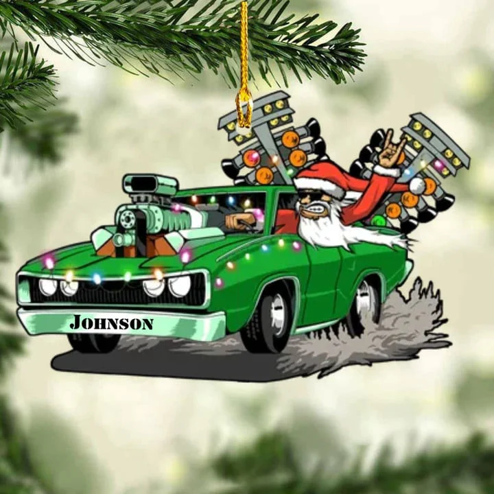 Custom Name Drag Racing Hot Rod With Drag Tree Light Acrylic Christmas Ornament, Christmas Acrylic Ornament Gift For Drag Racer - Image 4