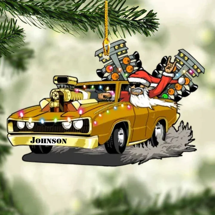 Custom Name Drag Racing Hot Rod With Drag Tree Light Acrylic Christmas Ornament, Christmas Acrylic Ornament Gift For Drag Racer - Image 7