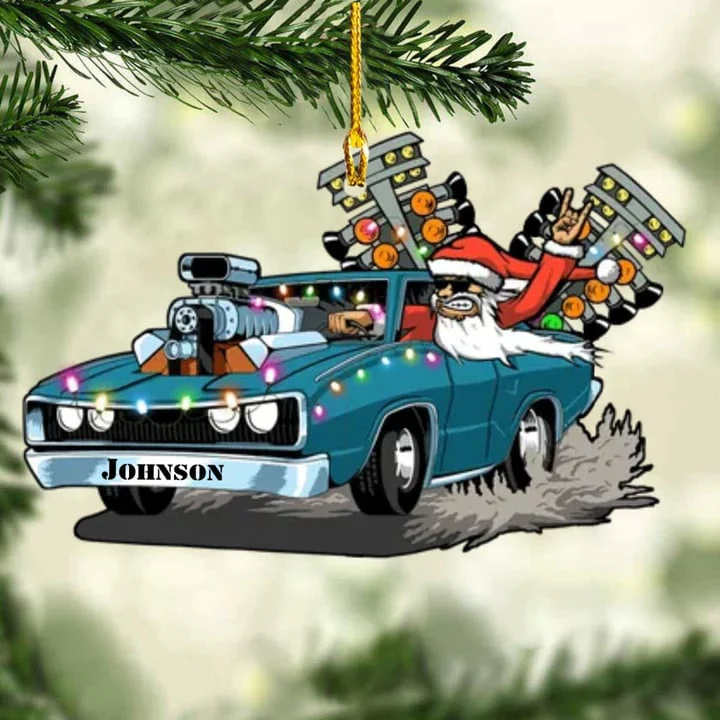 Custom Name Drag Racing Hot Rod With Drag Tree Light Acrylic Christmas Ornament, Christmas Acrylic Ornament Gift For Drag Racer - Image 8