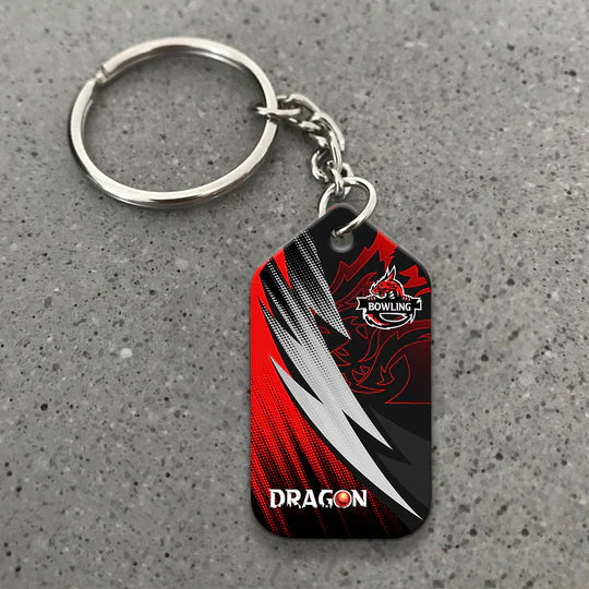 Custom Name Dragon Team Red Bowling Ball On Fire Acrylic Keychain - Christmas Gift For Bowling Lovers, Bowling Players, Family, Friends - Image 4
