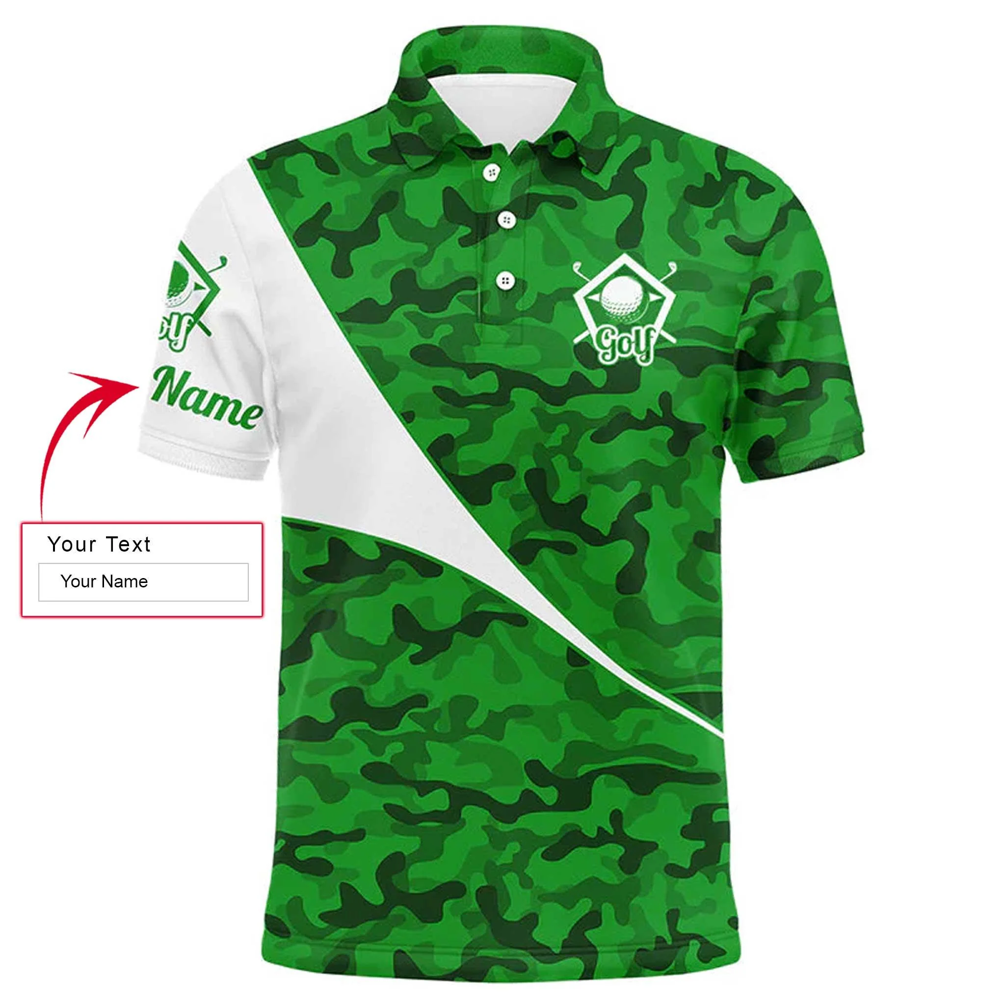 Custom Name Golf Men Polo Shirt - Multicolor Camo Apparel Men Polo Shirt - Personalized Gift For Golf Lover, Team, Golfer, Husband, Boyfriend