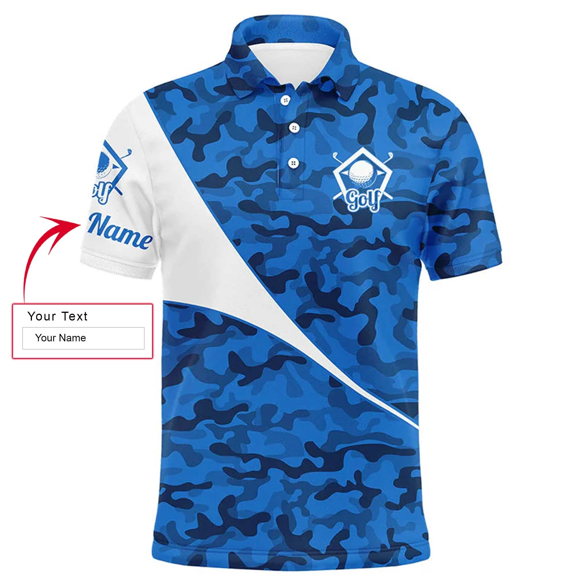 Custom Name Golf Men Polo Shirt - Multicolor Camo Apparel Men Polo Shirt - Personalized Gift For Golf Lover, Team, Golfer, Husband, Boyfriend - Image 2
