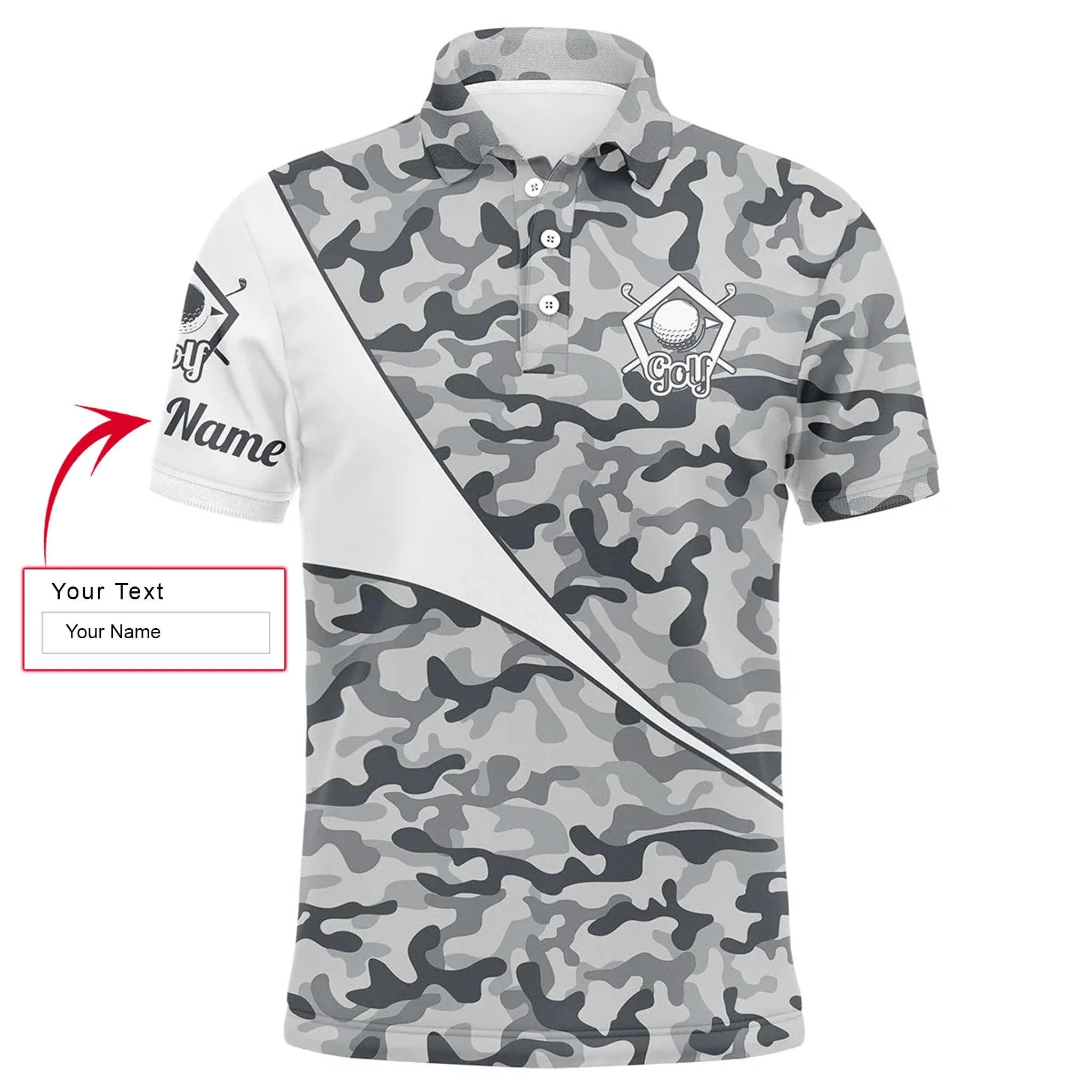 Custom Name Golf Men Polo Shirt - Multicolor Camo Apparel Men Polo Shirt - Personalized Gift For Golf Lover, Team, Golfer, Husband, Boyfriend - Image 3