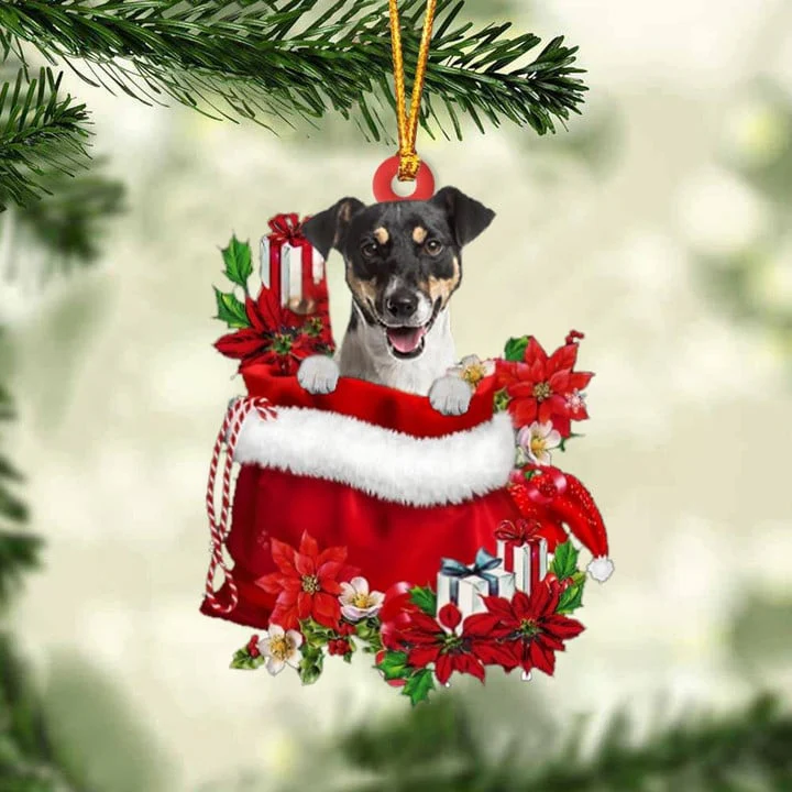 Custom Name Jack Russell Terrier In Red Gift Bag Acrylic Christmas Ornament, Customized Christmas Gift For Dog Lovers, Dog Mom - Image 3
