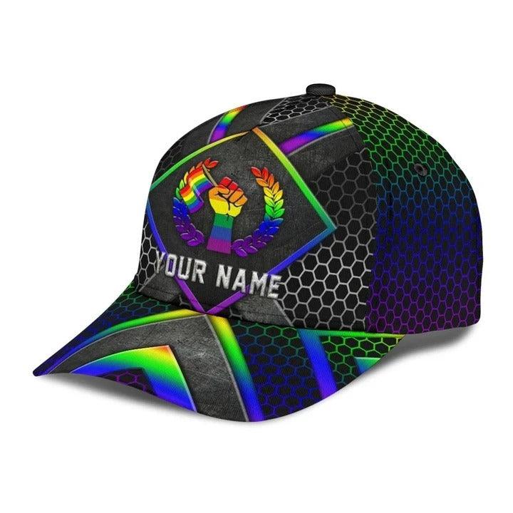Custom Name LGBT Cap, Personalized Name Hand Holding Pride Flag LGBT Cap Hat For Men And Women - Perfect LGBT Gift For Friend, LGBT Pride Month - Image 4