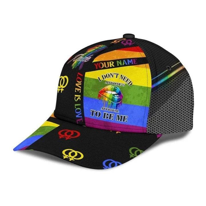 Custom Name LGBT Cap, Personalized Name Symbols Rainbow Classic Cap Hat For Men And Women, Perfect Gift For Friend - I Don't Need Anyone's Approval - Image 2
