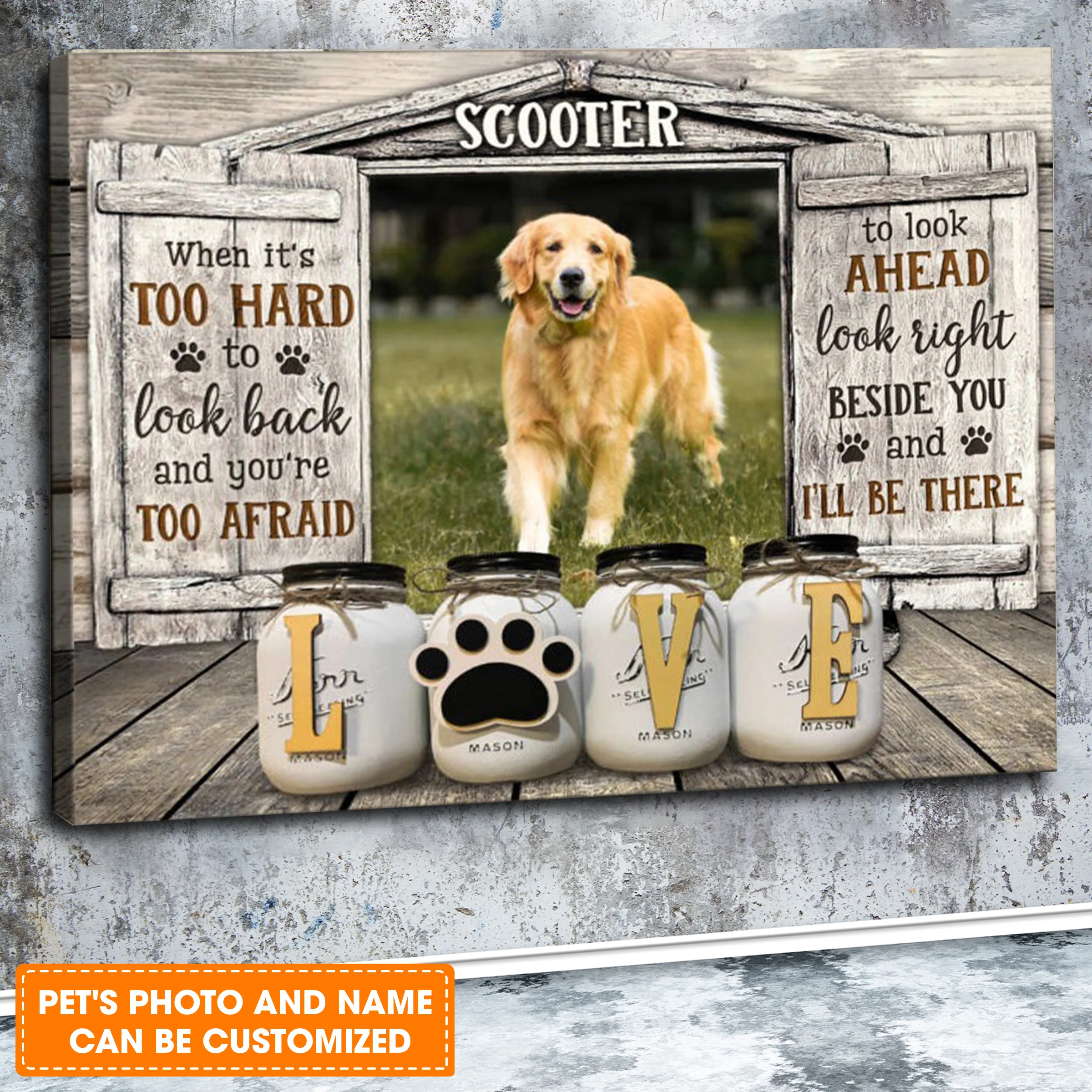 Custom Name & Photo Dog Premium Wrapped Landscape Canvas, Dog Photo Window Love Personalized Dog Canvas - Perfect Gift For Dog Lovers, Family, Friend - Image 2