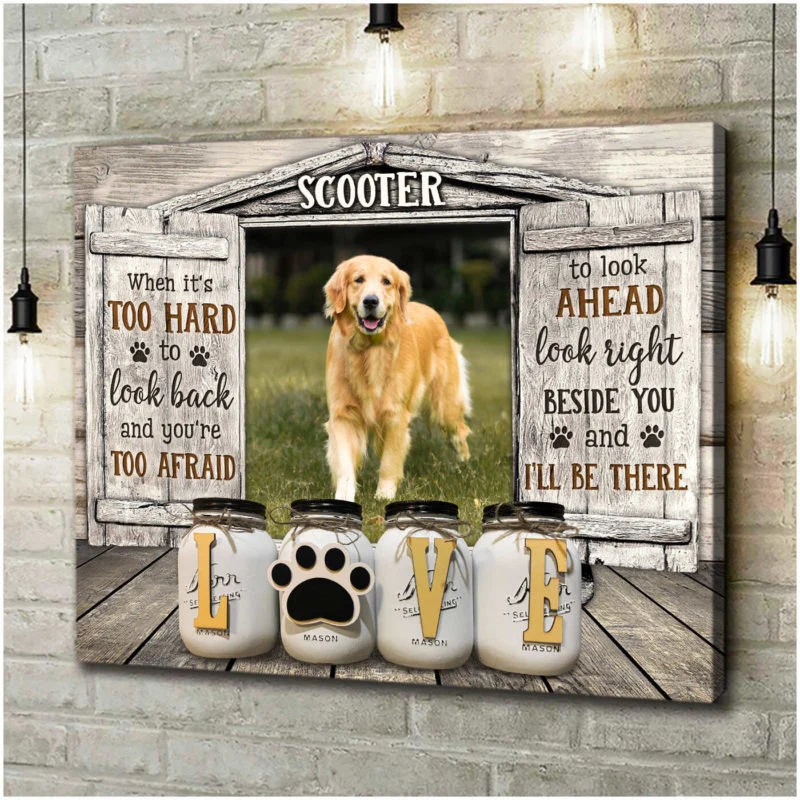 Custom Name & Photo Dog Premium Wrapped Landscape Canvas, Dog Photo Window Love Personalized Dog Canvas - Perfect Gift For Dog Lovers, Family, Friend - Image 3