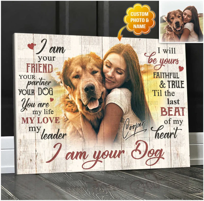 Custom Name & Photo Dog Premium Wrapped Landscape Canvas, I Am Your Dog Personalized Dog Canvas - Perfect Gift For Dog Lovers, Family, Friend - Image 3
