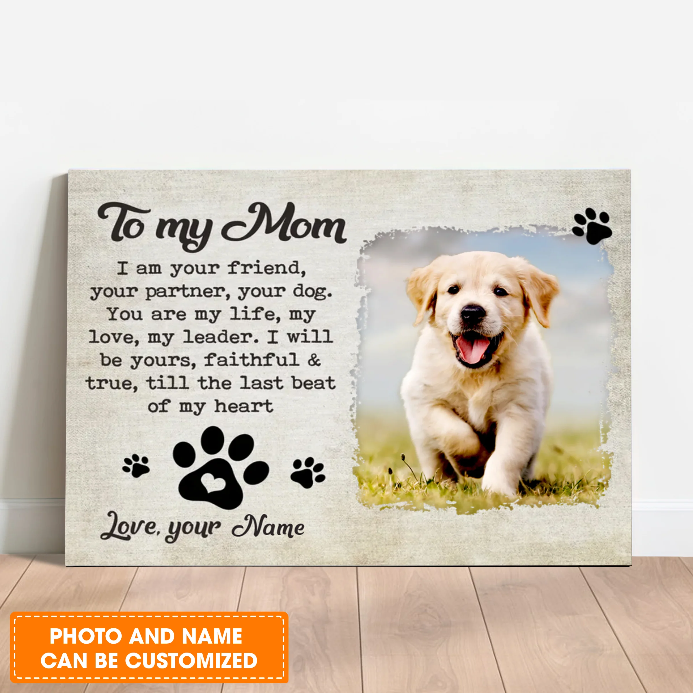 Custom Name & Photo Dog Premium Wrapped Landscape Canvas, I Am Your Friend Personalized Dog Canvas - Perfect Gift For Dog Lovers, Dog Mom, Family