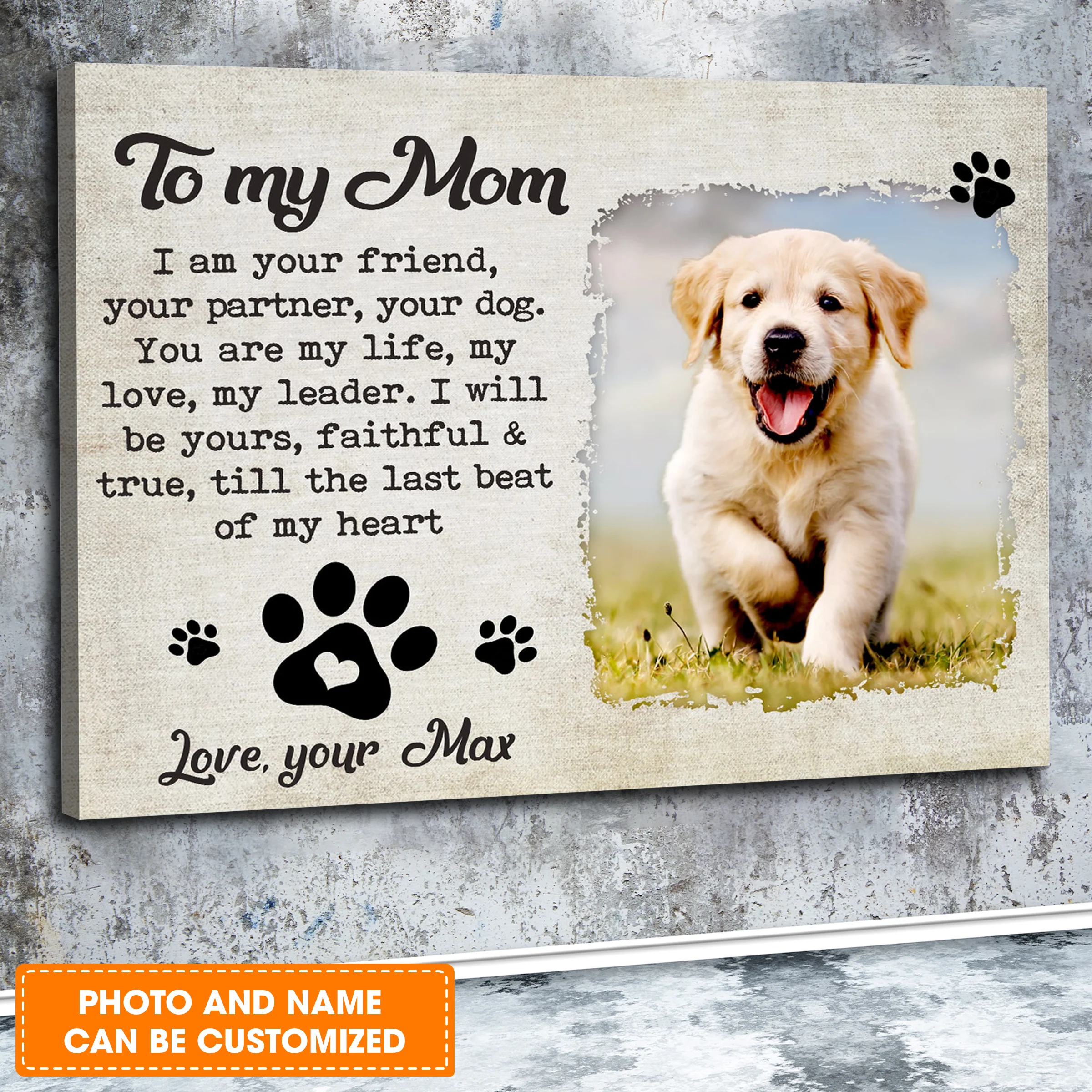 Custom Name & Photo Dog Premium Wrapped Landscape Canvas, I Am Your Friend Personalized Dog Canvas - Perfect Gift For Dog Lovers, Dog Mom, Family - Image 2