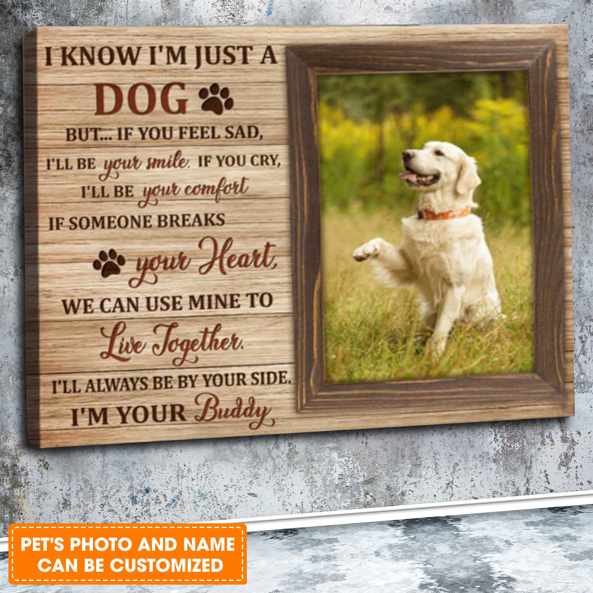 Custom Name & Photo Dog Premium Wrapped Landscape Canvas, I Know I’m Just A Dog Personalized Dog Canvas - Perfect Gift For Dog Lovers, Family, Friend - Image 2