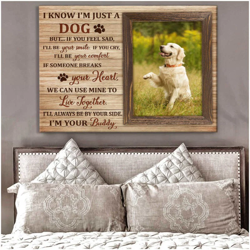 Custom Name & Photo Dog Premium Wrapped Landscape Canvas, I Know I’m Just A Dog Personalized Dog Canvas - Perfect Gift For Dog Lovers, Family, Friend - Image 3