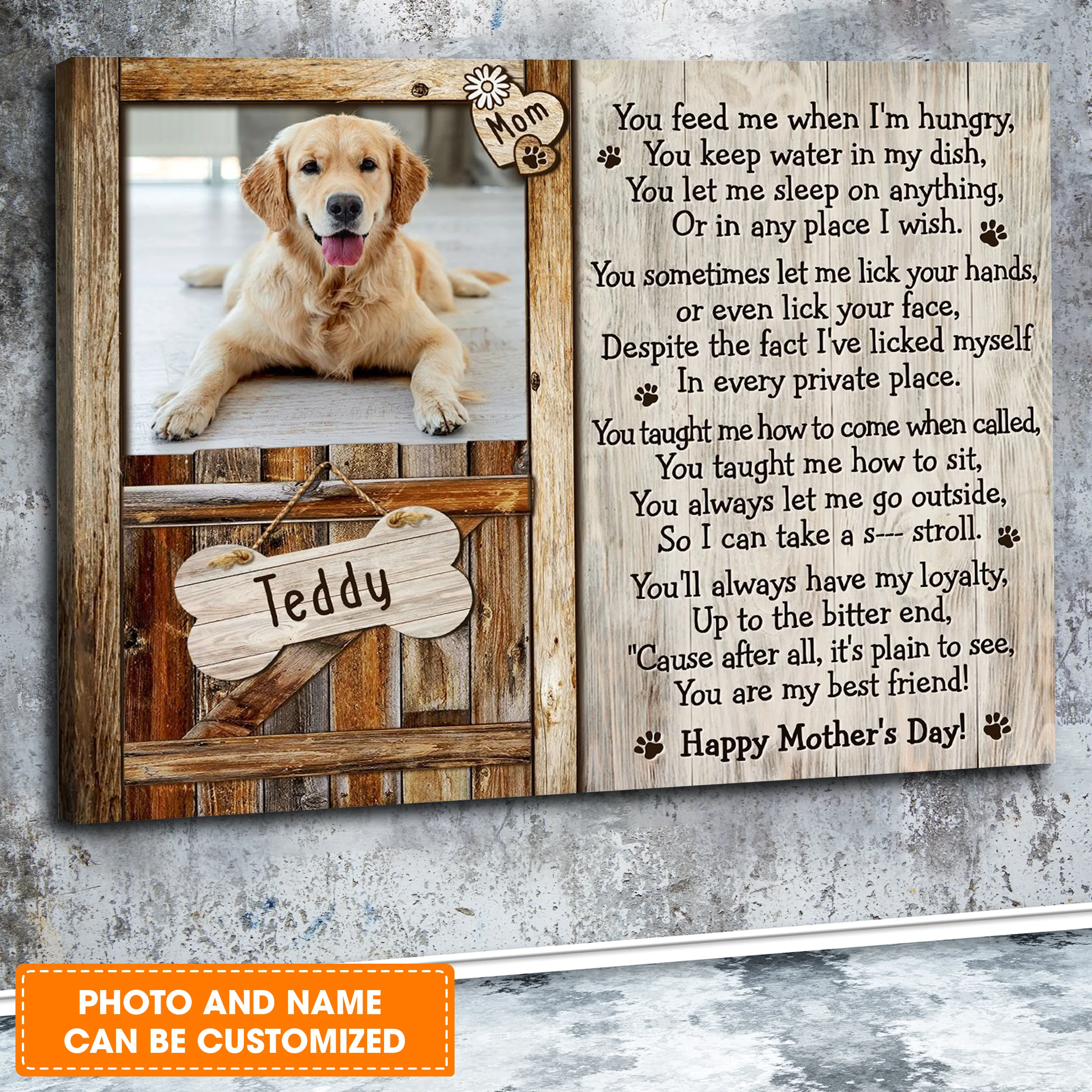 Custom Name & Photo Dog Premium Wrapped Landscape Canvas, Mothers Day Personalized Dog Canvas - Perfect Gift For Dog Lovers, Family, Dog Mom - Image 2