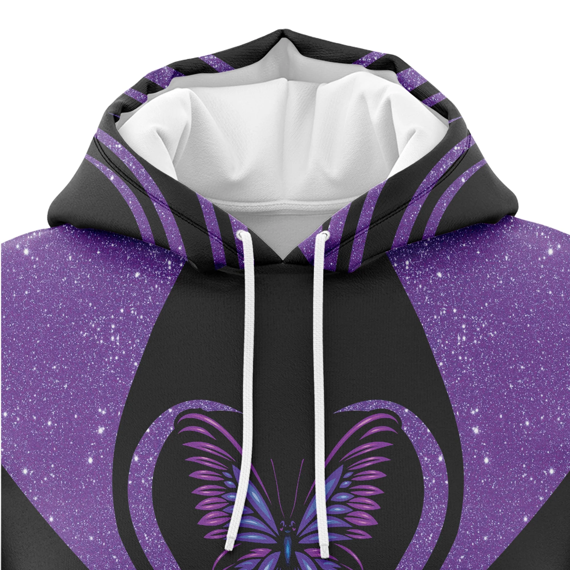 Custom Name Purple Butterfly Pullover Premium Hoodie, Perfect Outfit For Men And Women On Christmas New Year Autumn Winter - Image 2
