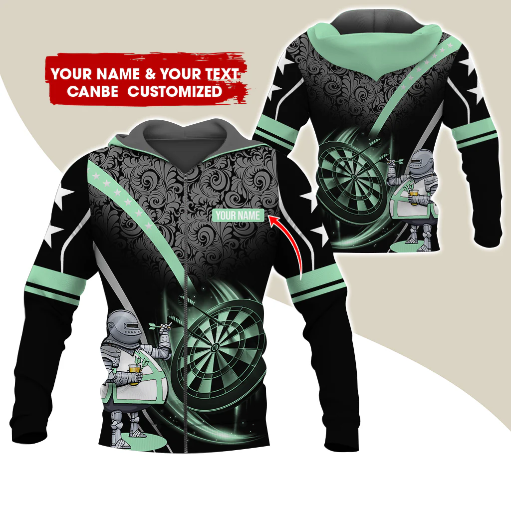 Custom Name & Text Darts Premium Zip Hoodie, Personalized Throwing Dad Darts Zip Hoodie For Men & Women - Gift For Darts Lovers, Darts Players - Image 2