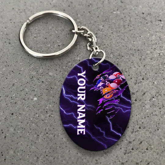 Custom Name Thunder Pattern Viking Billiard Pool 8 Ball Acrylic Keychain - Christmas Gift For Billiard Lovers, Billiard Team Players - Image 5